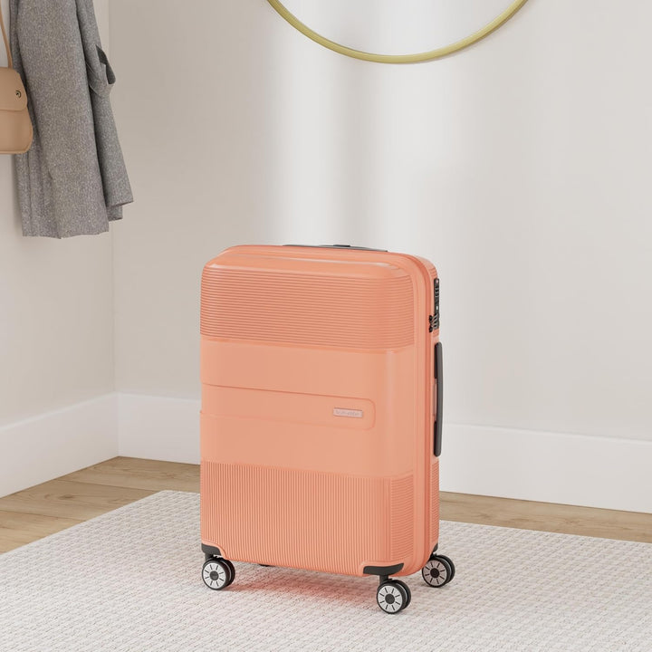 travelite 4-Rad Hartschalen Koffer mittelgross mit Dehnfalte + TSA Schloss, Gepäck Serie WAAL: Stabi
