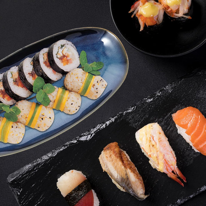 STOBAZA Keramik Servierplatten-Japanisches Sushi Tablett,Sashimi Teller Geschirr Tablett Obstteller
