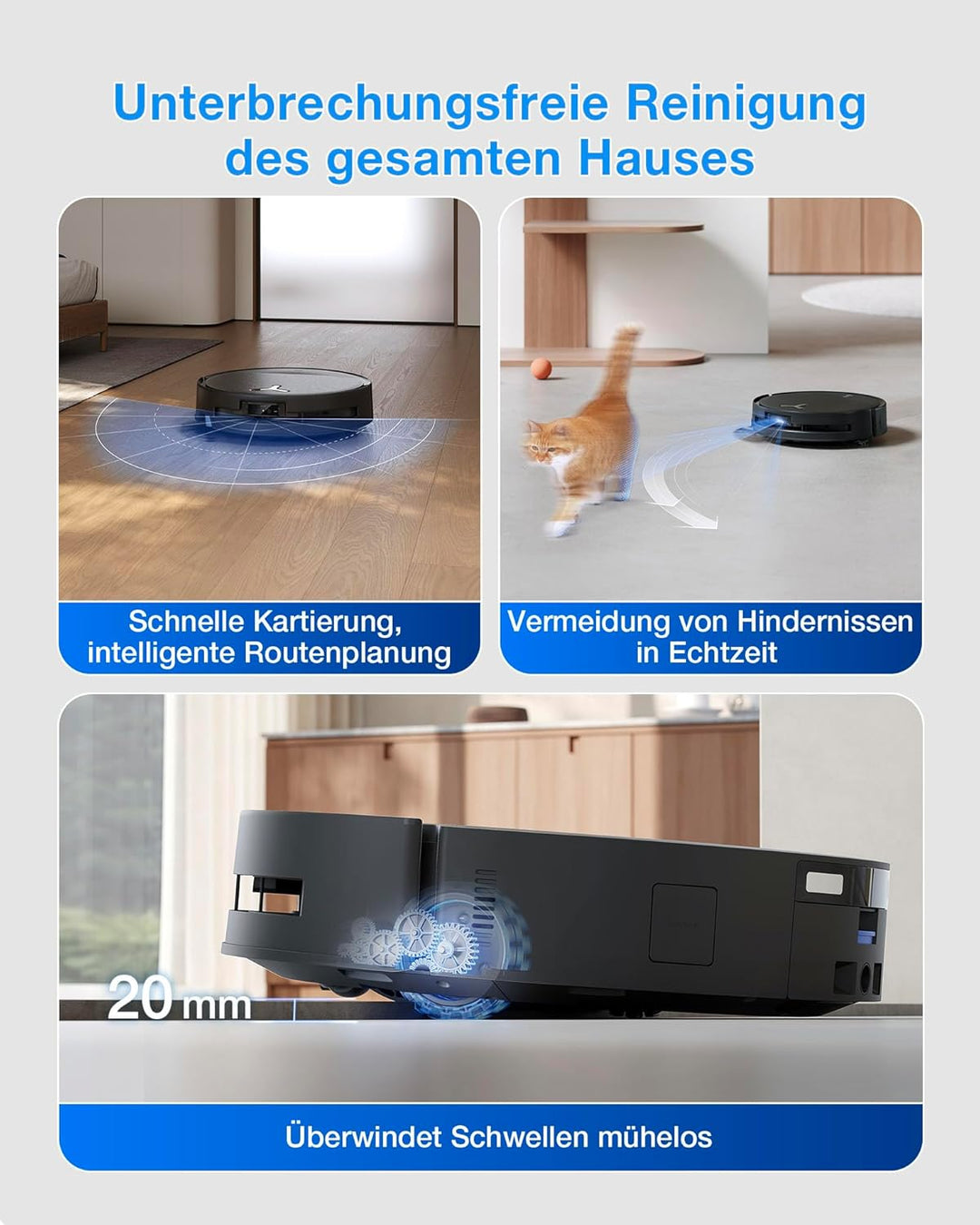 ECOVACS DEEBOT T80S Omni Saugroboter mit Wischfunktion, Roboterstaubsauger 24.800 Pa, OZMO Roller 2.