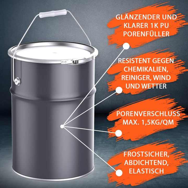 1K PU Porenfüller für Steinteppich aussen, UV-fest, 5kg farblos glänzend - kein Vergilben, elastisch