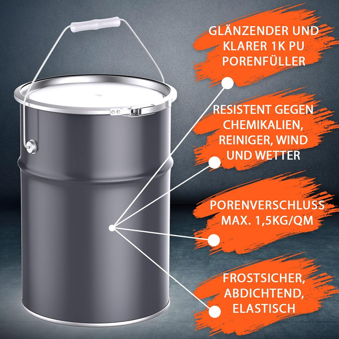 1K PU Porenfüller für Steinteppich aussen, UV-fest, 3kg farblos glänzend - kein Vergilben, elastisch