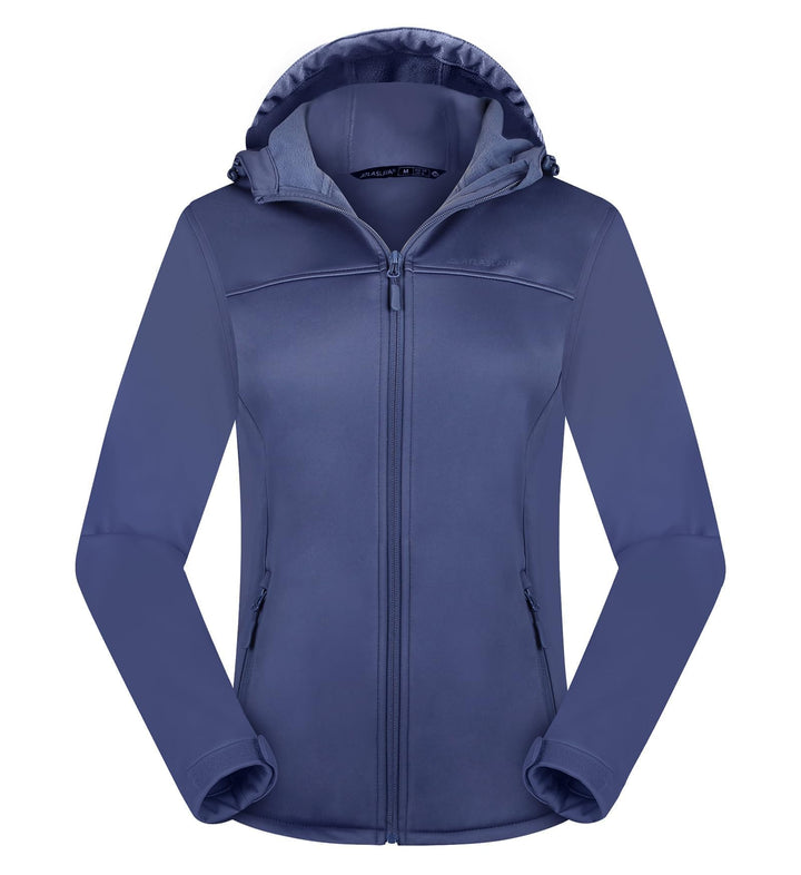 Damen Softshelljacke Wasserdichte Atmungsaktive Leichte Fleece Kapuze Übergangsjacke Laufen Wanderja