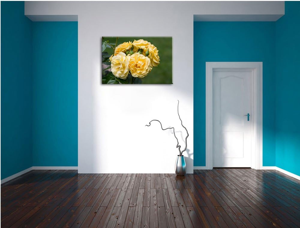 Weiss gelbe Rose Blumen USA Bild auf Leinwand, XXL riesige Bilder fertig gerahmt mit Keilrahmen. Kun