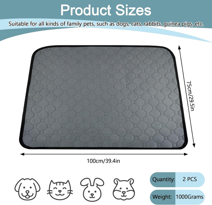 2 Stück Welpenunterlagen Waschbar, 100 × 75cm Super Saugfähig PIPI Matten für Hunde, Wiederverwendba