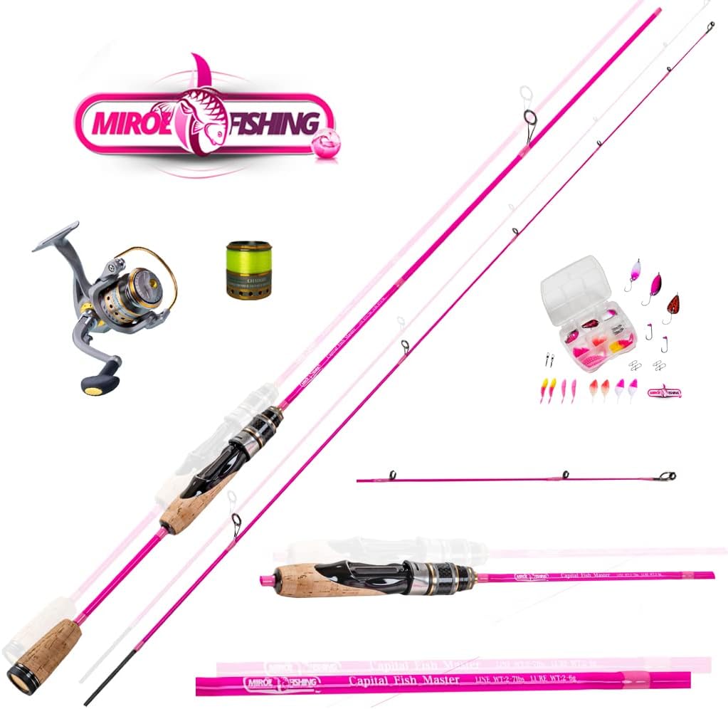 UL Forellenset Angelset Pink Edition. Sofort einsatzbereit ! 180cm UL Rute Girl Angelrolle Expert500