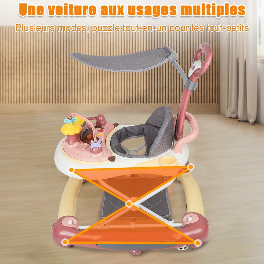 Lauflernhilfe für Babys, 4-in-1, Lauflernhilfe für Mädchen, Jungen, 6-18 Monate, Musikscheibe + hohe