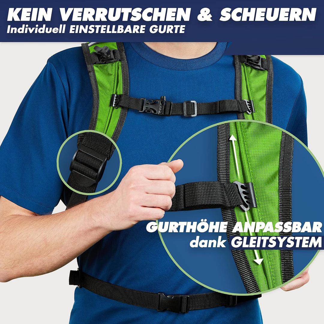 SASMO® Laufrucksack 6L (Grün) mit Thermofach | Lauf Rucksack - Ultraleicht 300g | Laufrucksack Damen