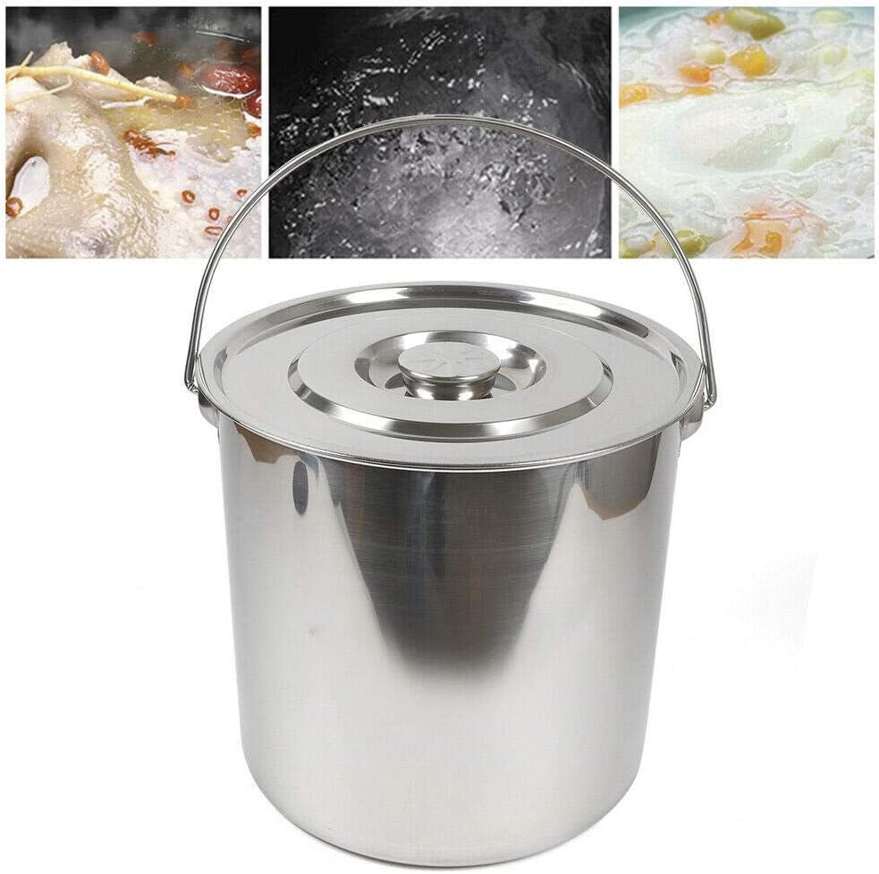 Edelstahl Eiseimer 20L Eimer Kücheneimer Milcheimer Futtereimer Sektkühler Edelstahl mit Deckel Eime