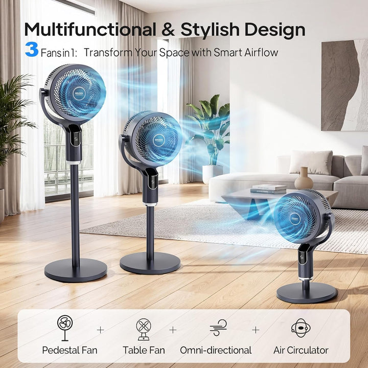 Bonnlo 3 in 1 Standventilator mit Fernbedienung & 9H-Timer, Ventilator Leise mit 8 Windstufen, 3 Mod