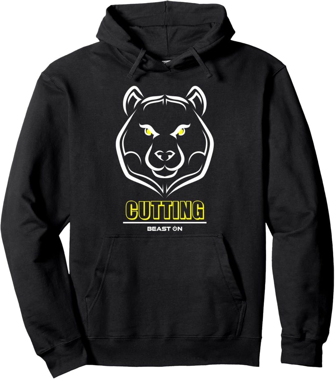 Bär Kopf Cutting Gelb Gym Workout Fitness Training Gains Pullover Hoodie