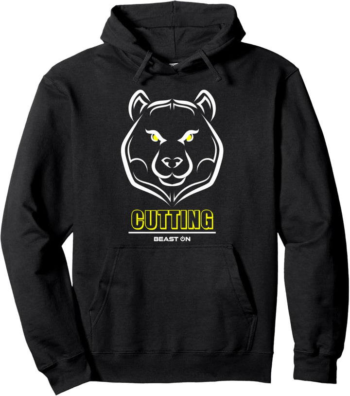 Bär Kopf Cutting Gelb Gym Workout Fitness Training Gains Pullover Hoodie