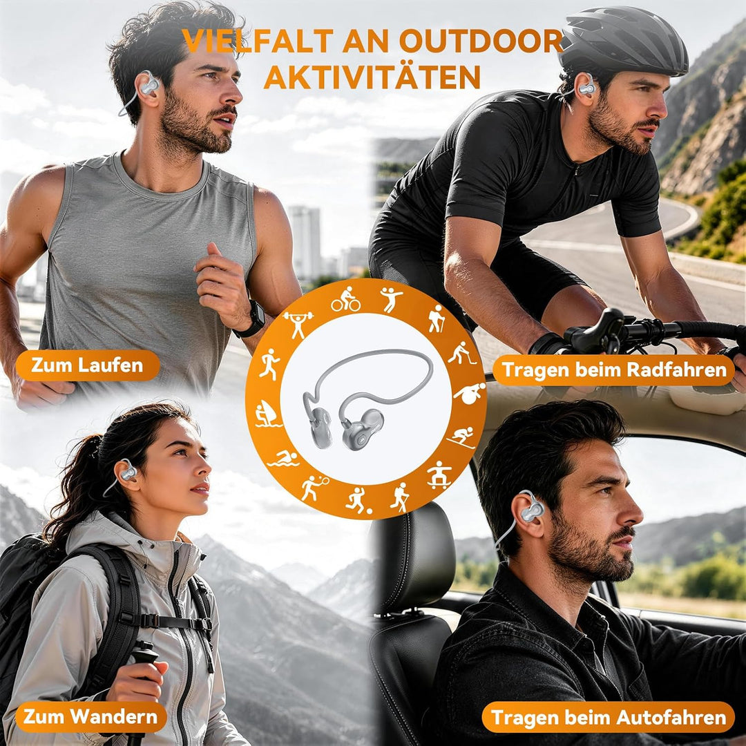 OHAYO Open Ear Kopfhörer Bluetooth, Kopfhörer Joggen, Bluetooth 6.0, Wasserdicht nach IPX7, 10h Lauf
