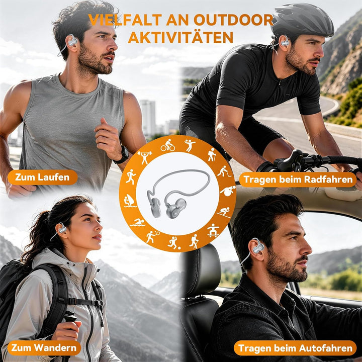 OHAYO Open Ear Kopfhörer Bluetooth, Kopfhörer Joggen, Bluetooth 6.0, Wasserdicht nach IPX7, 10h Lauf