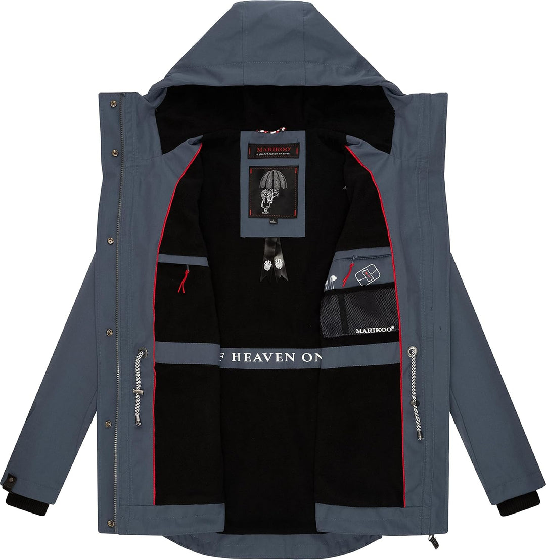 MARIKOO Damen leichter Übergangsparka mit Kapuze Babetaa Prc XS Blau, XS Blau