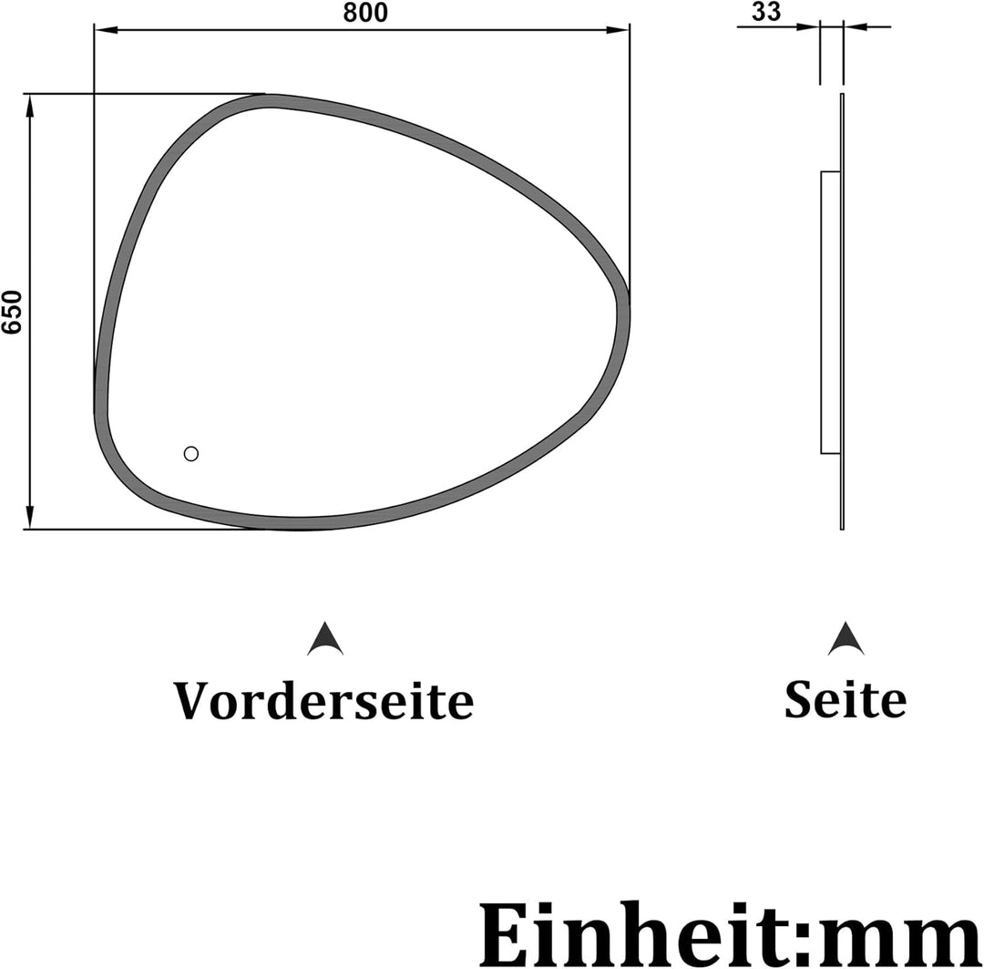 Badspiegel 80×65cm Spezial Rund 3 Lichfarbe dimmbar Memory Wand/Touchschalter Anti-Beschlag Badezimm