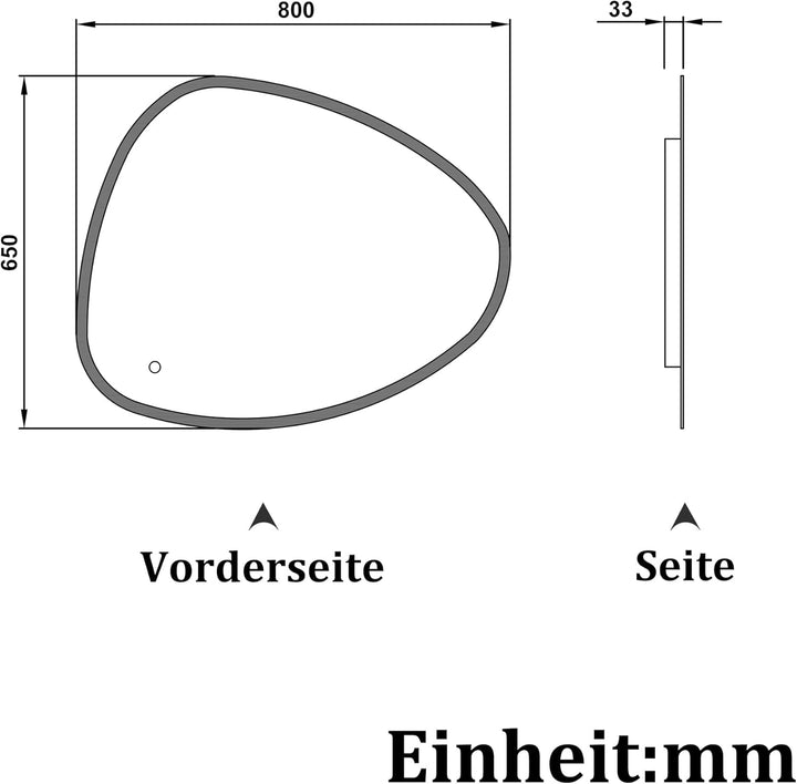 Badspiegel 80×65cm Spezial Rund 3 Lichfarbe dimmbar Memory Wand/Touchschalter Anti-Beschlag Badezimm