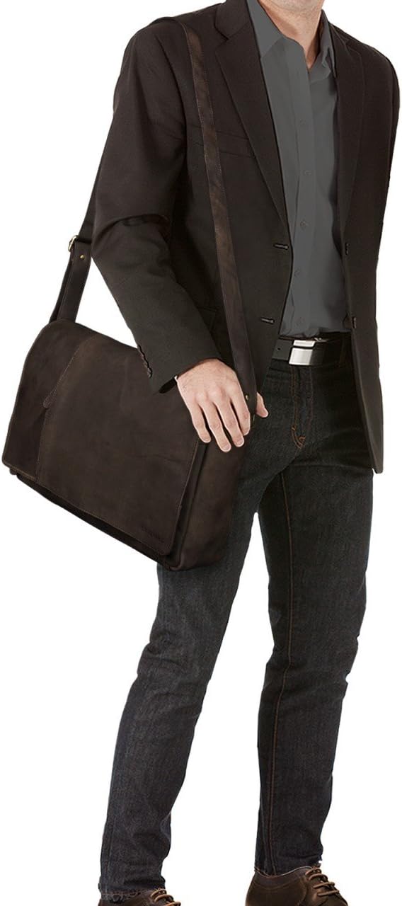 STILORD Vintage Umhängetasche Leder gross für Herren Damen 15.6 Zoll Laptoptasche Unitasche Bürotasc