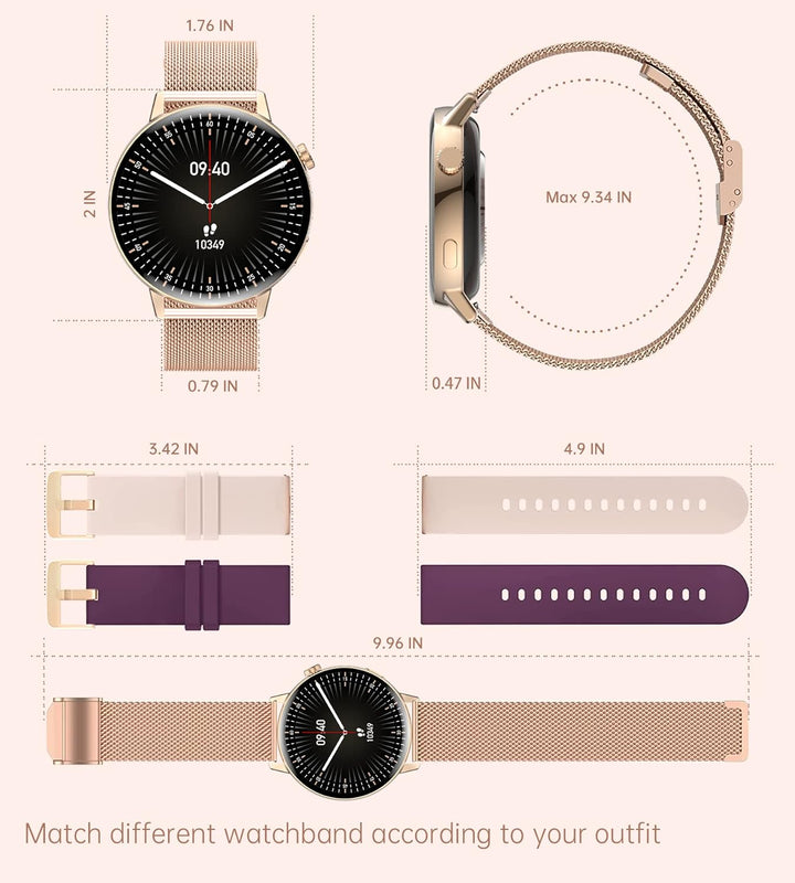 Iaret Smartwatch Damen mit Telefonfunktion, 1,32 Zoll HD Touchscreen Fitnessuhr mit Menstruationszyk