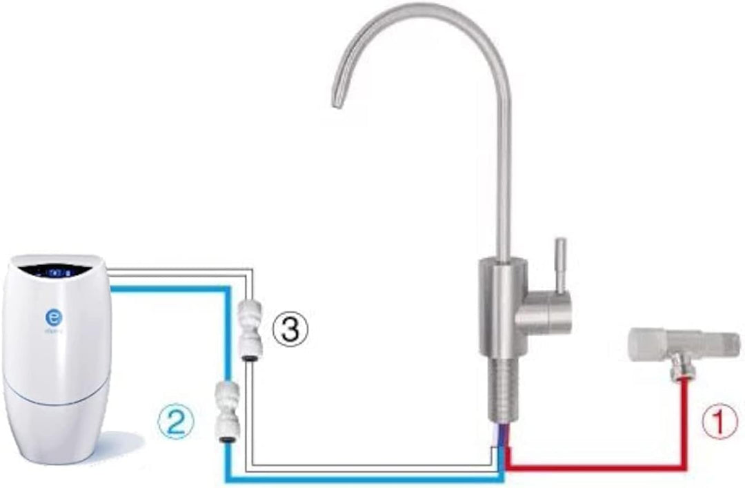 AORA® Ein-Weg-Wasserhahn SOFIA kompatibel mit AMWAY eSPRING Wasserfilter, Edelstahl massiv, Einweg W
