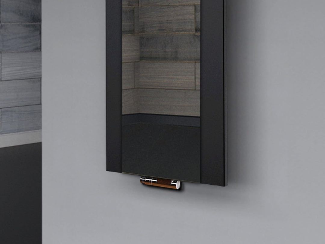 BADHEIZKÖRPER mit Spiegel Design Singapur 2 120x47cm 799 Watt schwarz (+1 Halter 15mm) SZAGATO Handt