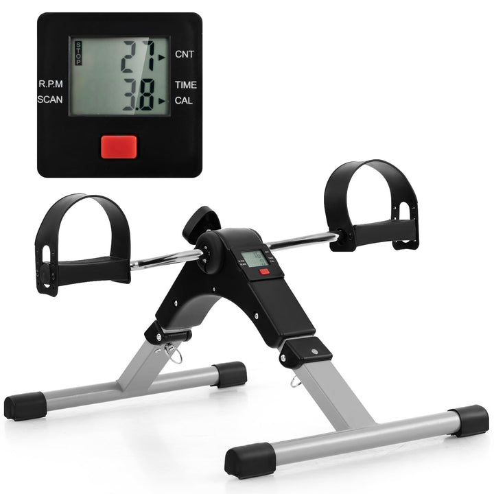 GOPLUS Pedaltrainer für Zuhause, Arm und Beintrainer für Senioren, Mini Bike Heimtrainer mit LCD-Dis