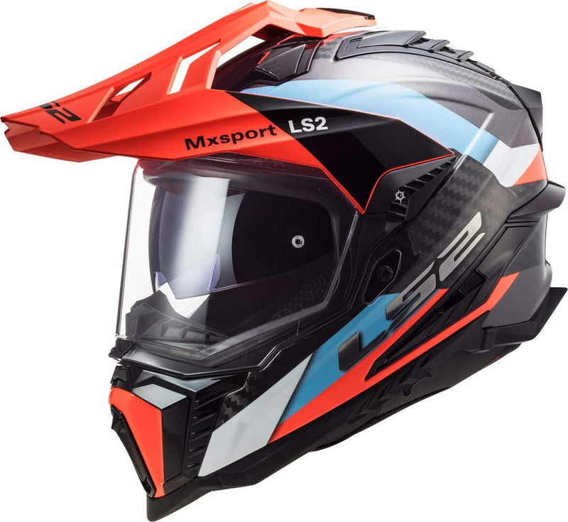 LS2 407016126L Motocross-Helm MX701 C Explorer Frontier, Unisex, Blau/Orange, L