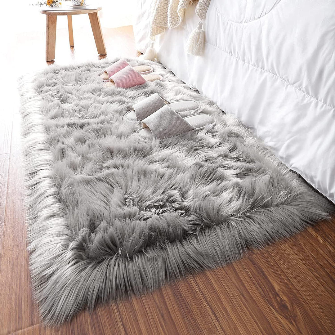 HEQUN Faux Lammfell Schaffell Teppich Kunstfell Dekofell Lammfellimitat Teppich Longhair Fell Nachah