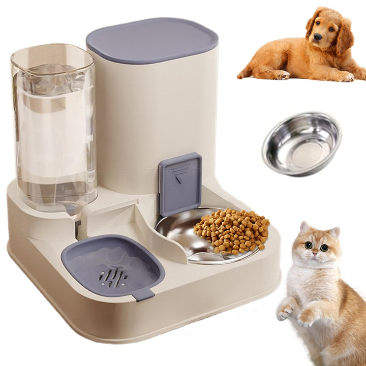 Automatische Katzenfutterautomat 2 in 1 Edelstahl- und PP -Katze -Feeder- und Wasserspender Abnehmba