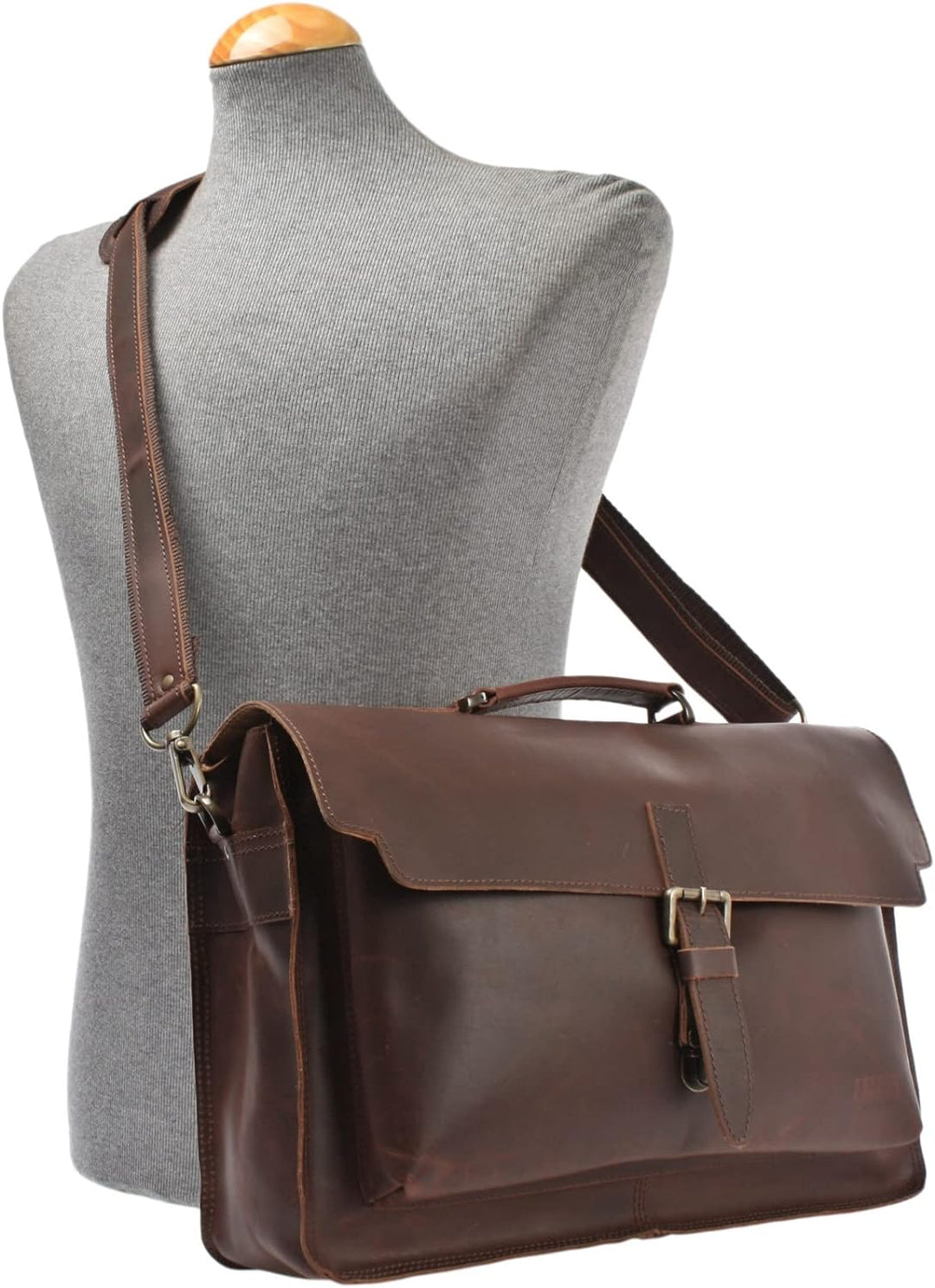 LECONI Collegetasche Echt-Leder Retro Damen + Herren Messenger Bag Unisex DIN A4 Aktentasche Schulta