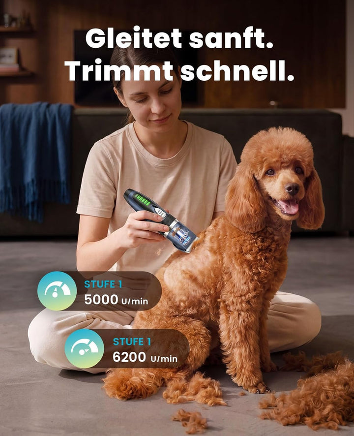 oneisall Leise Hundeschermaschine, 2000mAH 4h Laufzeit Schermaschine Katze Hunde dichtem Fell, Hunde