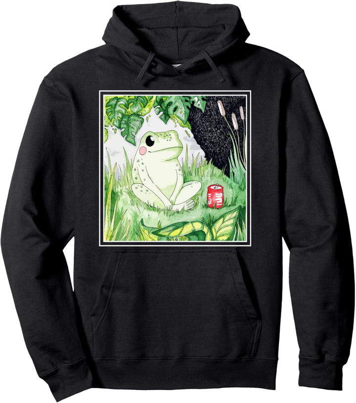 Frosch mit Softdrink aesthetic Kawaii Pullover Hoodie