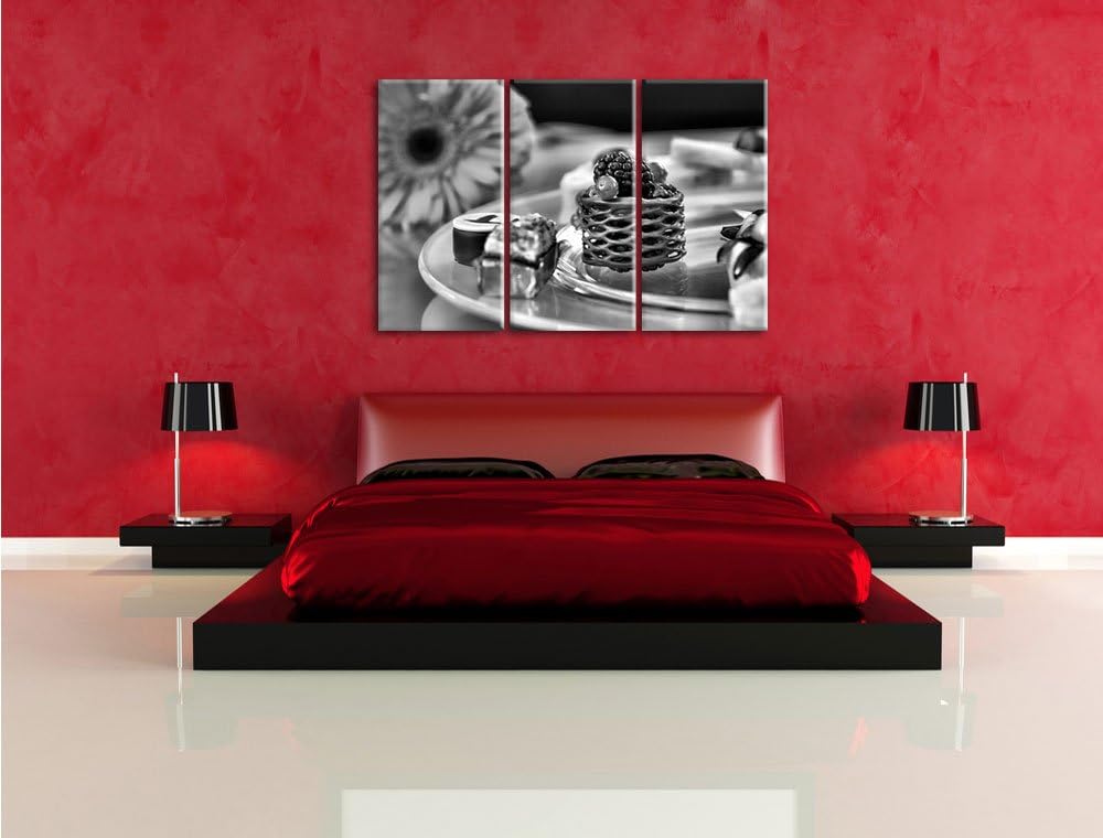 Pixxprint appetitliche Desserts als Leinwandbild/Grösse: 3 Teilig (120x80) cm/Wandbild/Kunstdruck/fe