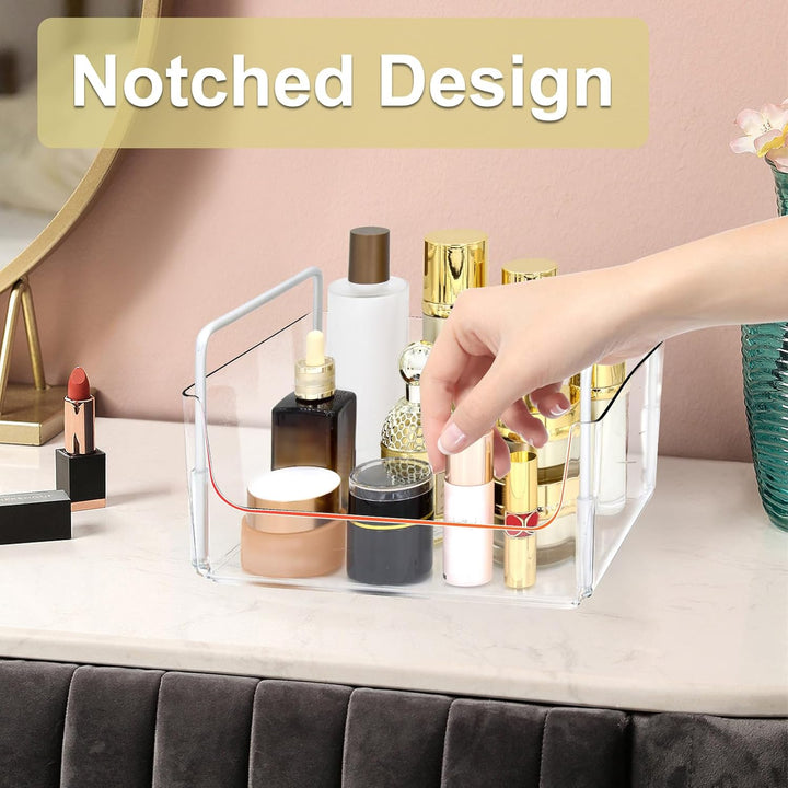 Klarer Makeup-Organizer-Tablett mit Griffen Badezimmer & Eitelkeit Lagerung für Kosmetik, Hautpflege