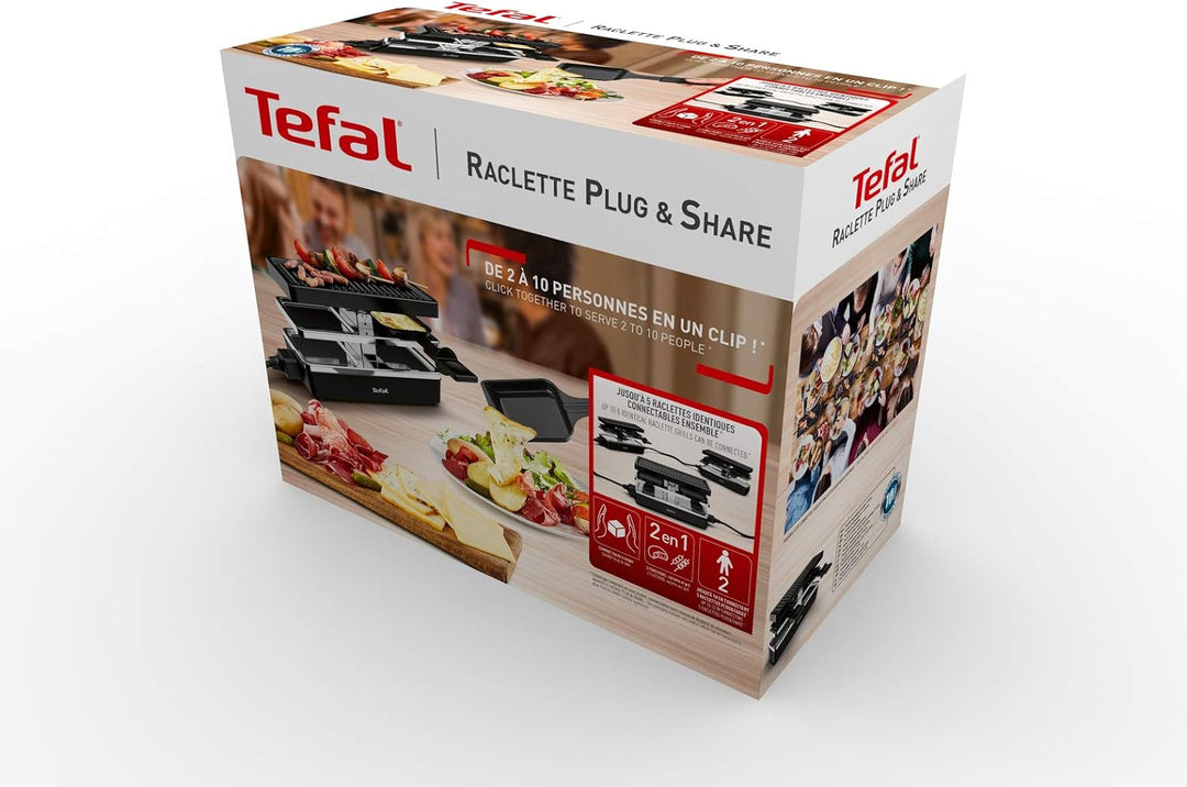 Tefal Raclette-Grill, 2 Personen, modulares Format, integrierter Stecker zum Anschluss weiterer Gerä