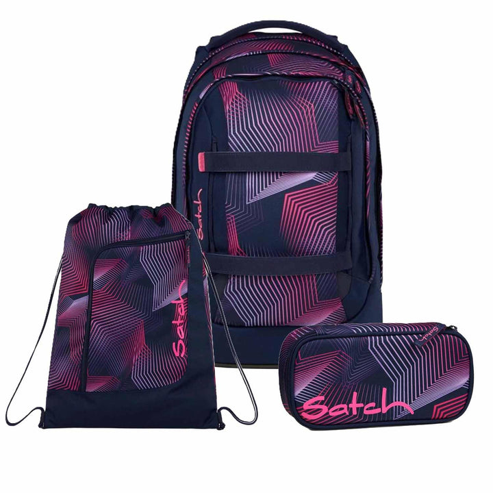 Satch Pack Schulrucksack Set 3tlg. inkl. Schlamperbox und Sportbeutel (Seismic Pink), Seismic Pink