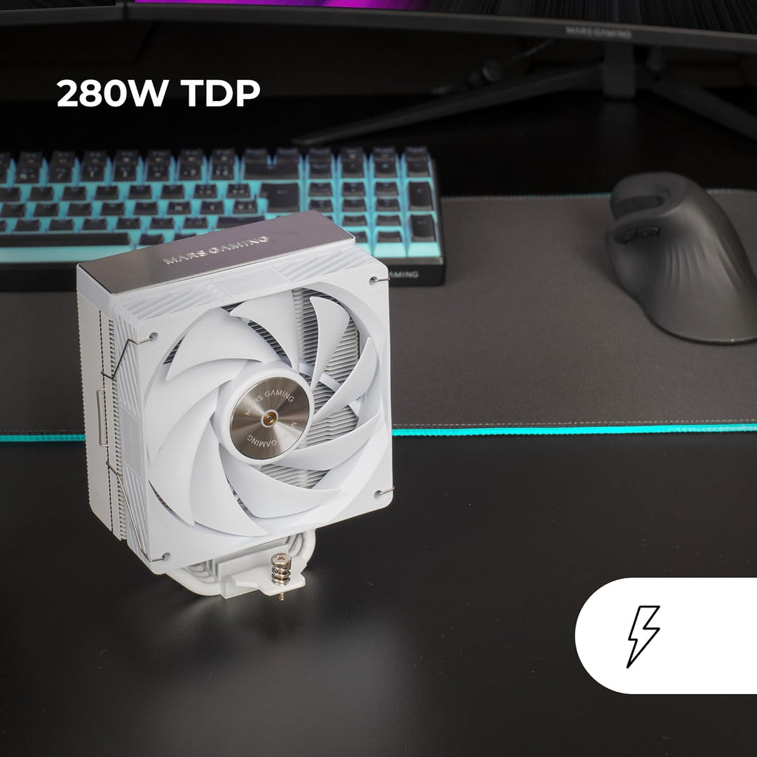 MARS GAMING MCPU-X5, CPU-Kühler 280W TDP, 5x HCT-Heatpipes der Neuen Generation, PWM-Lüfter SI Extre