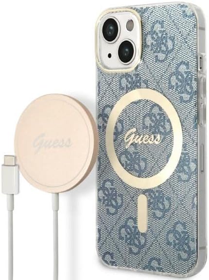 Guess Bündeln GUBPP14MH4EACSB Hülle und Ladegerät iPhone 14 Plus 6,7" blau Hard case 4G Print