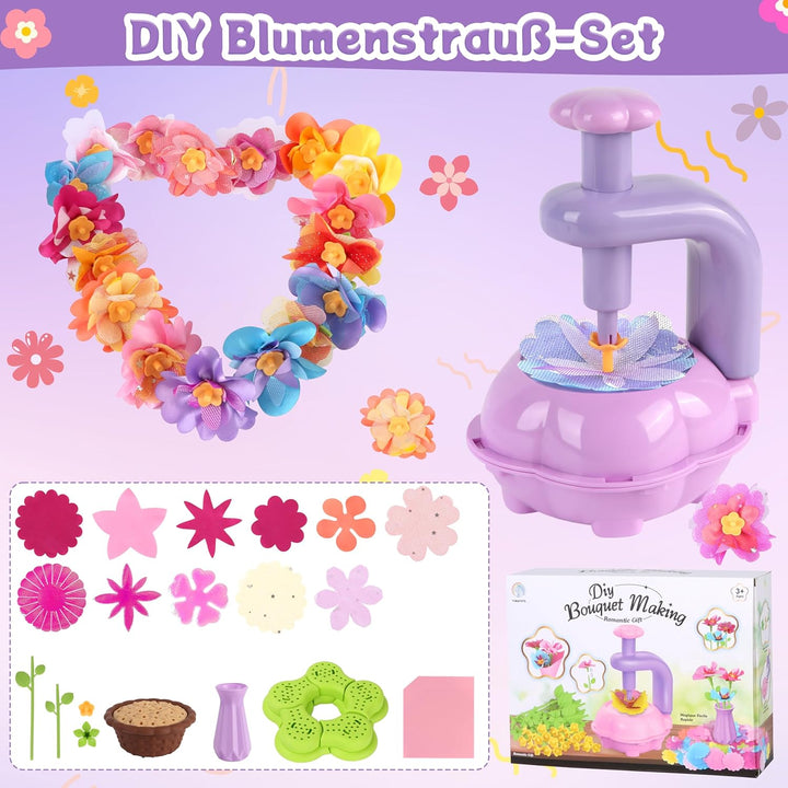 Charmofun DIY Blumen Bastelset Kinder, Basteln Mädchen 3 4 5 6 7 Jahre, Blumen Basteln Spielzeug mit