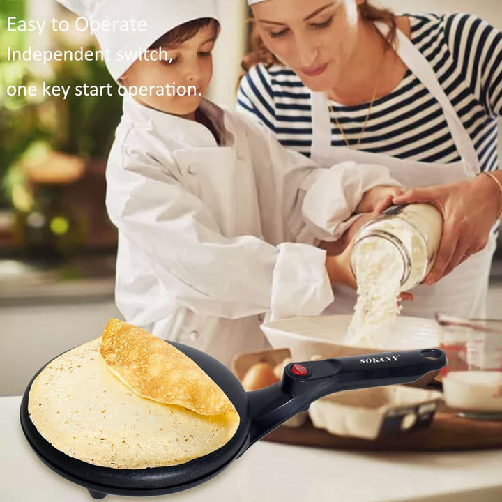 SOKANY Crepes Maker, Elektrischer Crêpes-Maker mit Cool-Touch-Griff, Antihaftbeschichtung, Temperatu
