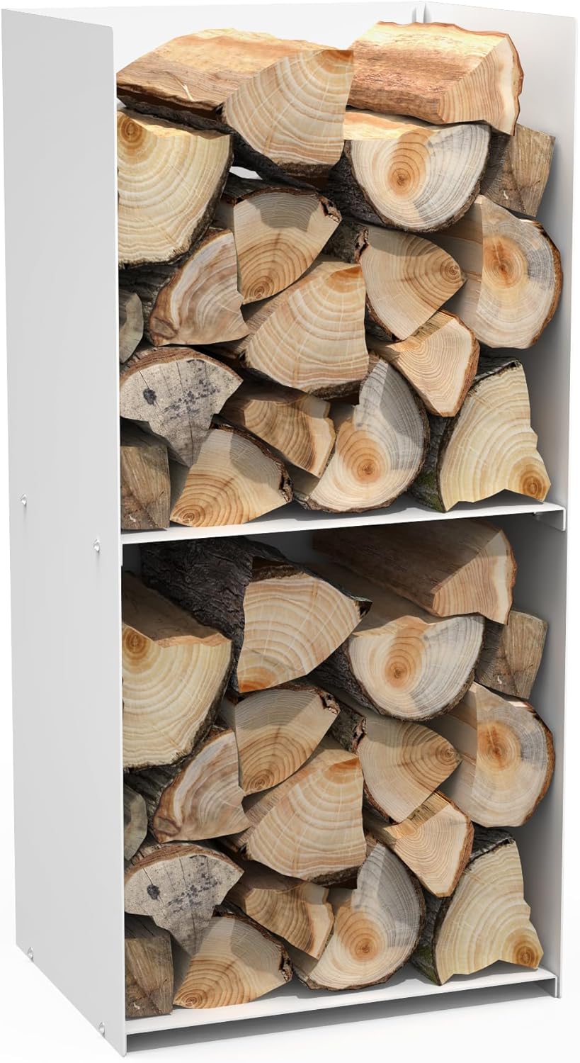 teileplus24 BHS9 Kaminholzregal Innen Aussen | Brennholzregal Metall | Kaminholzkorb | Industrial Lo