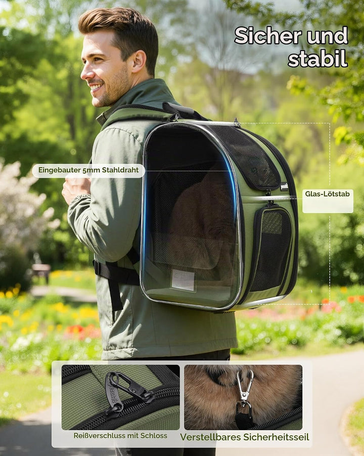 pecute Haustier Expansions Rucksüke für Hund und Katzen mit Front Opening-Mesh Fenstertaschen, Tragb
