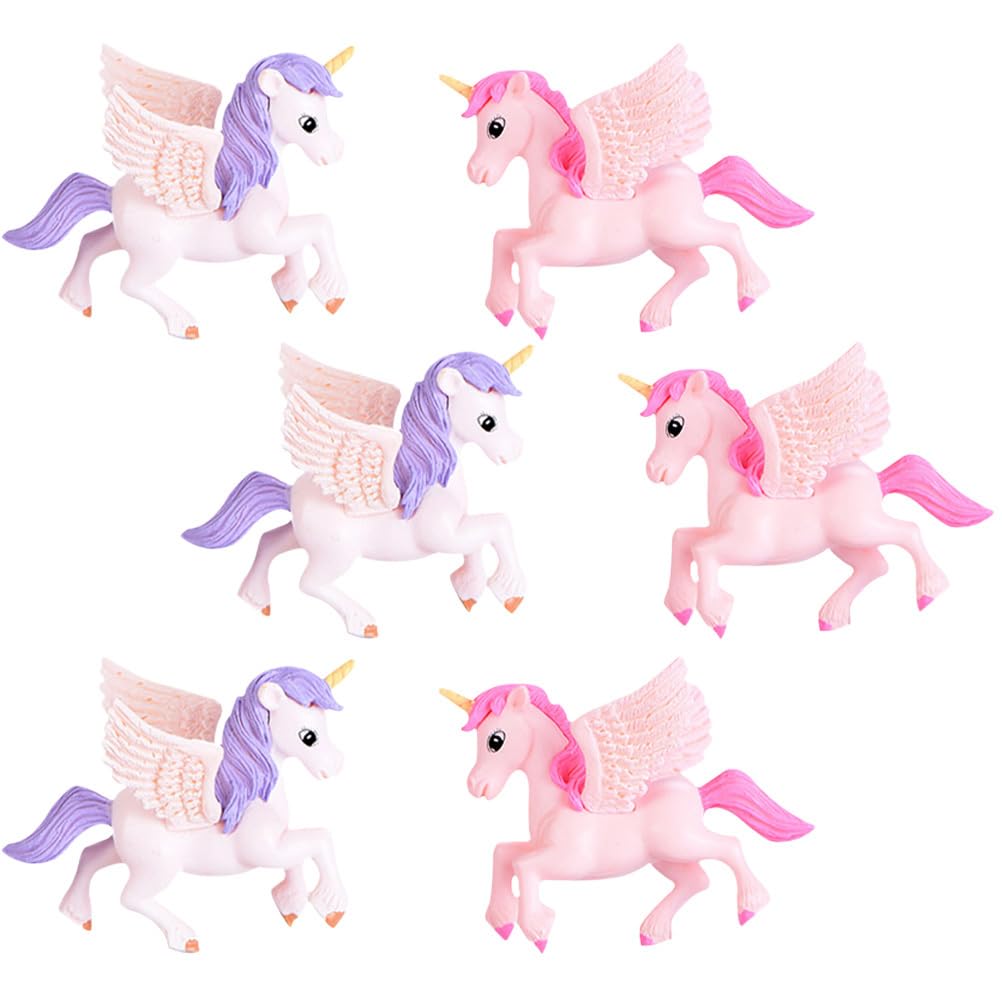 jojofuny 6st Pegasus-Einhorn Harz Mini Kleine Einhorn-skulptur Einhorn-Party Begünstigt Einhorn Kuch