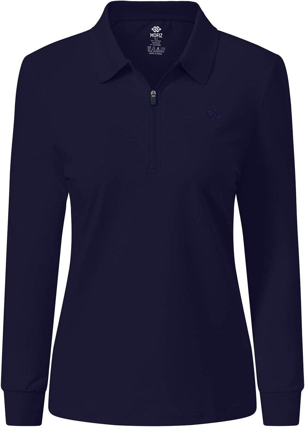 MoFiz Damen Poloshirt Langarm Baumwolle Polohemd Sport Polo Wintershirts mit Reissverschluss Kragen