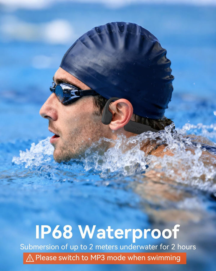 MONODEAL Kopfhörer Schwimmen IP68 wasserdichte Knochenschall Kopfhörer Bluetooth 5.4, Bone Conductio