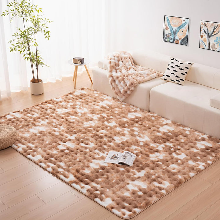 Vamcheer Flauschiger Wohnzimmer Teppiche Bubble- Superweicher Flanell-Wohnzimmerteppich Waschbarer,