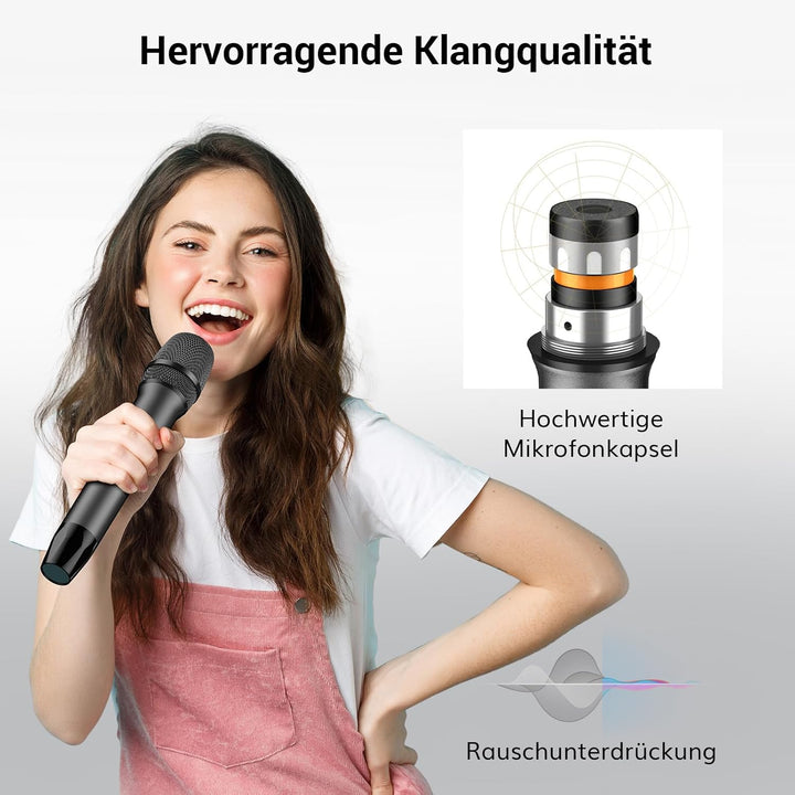 TONOR Dual Mikrofon Kabellos System, Funkmikrofon drahtloses Karaoke Mikro Set Wireless Microphone 6