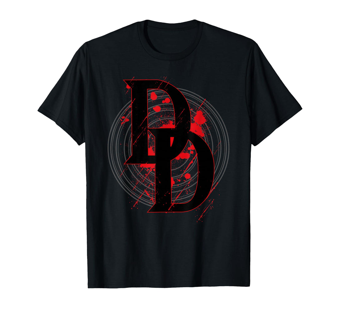 Mens Marvel Daredevil DD Logo Vortex Red Rain Graphic T-Shirt 3XL White