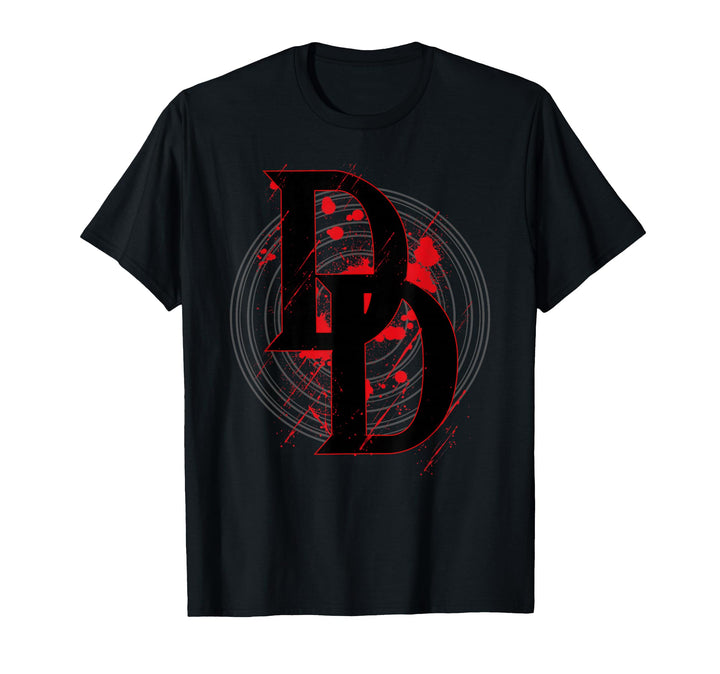 Mens Marvel Daredevil DD Logo Vortex Red Rain Graphic T-Shirt 3XL White