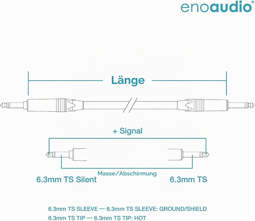 enoaudio Mogami 2524 Instrument Kabel | Neutrik Gold Silent Switch 6,3mm TS klinke - 6,3mm TS klinke