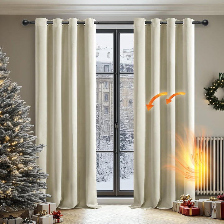 Deconovo Gardinen Blickdicht Vorhang Schlafzimmer Kälteschutz Vorhänge Blickdicht, 160x117cm(HöhexBr